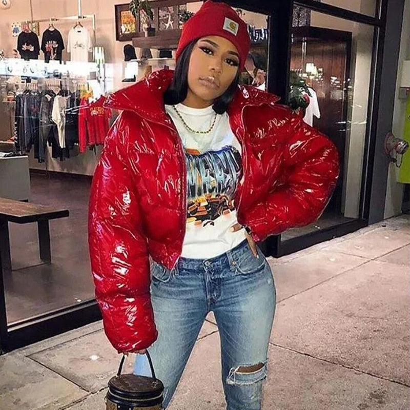 Manteau d'hiver en cuir PU Irene