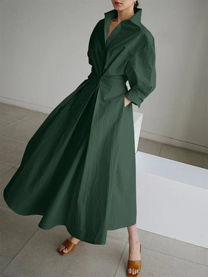 Maxi-robe - pour femmes avec boutons inversés et manches longues