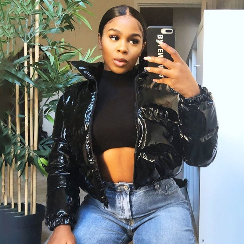 Manteau d'hiver en cuir PU Irene