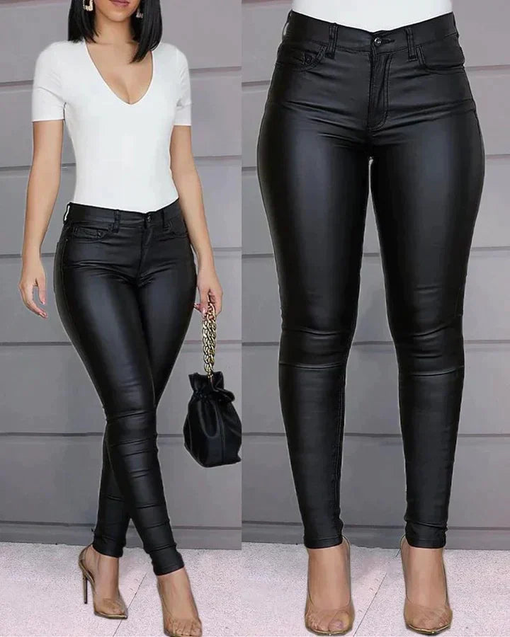 Cora | Pantalon stretch en simili cuir