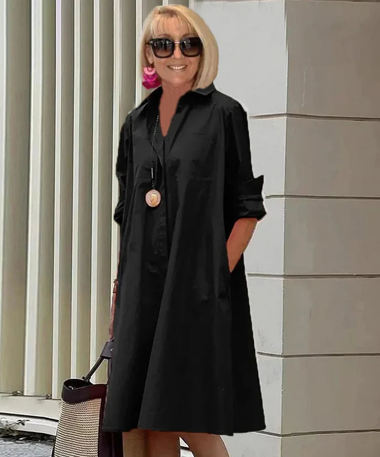 Bailey - Robe mi-longue à col chemise et tempérament printemps-été