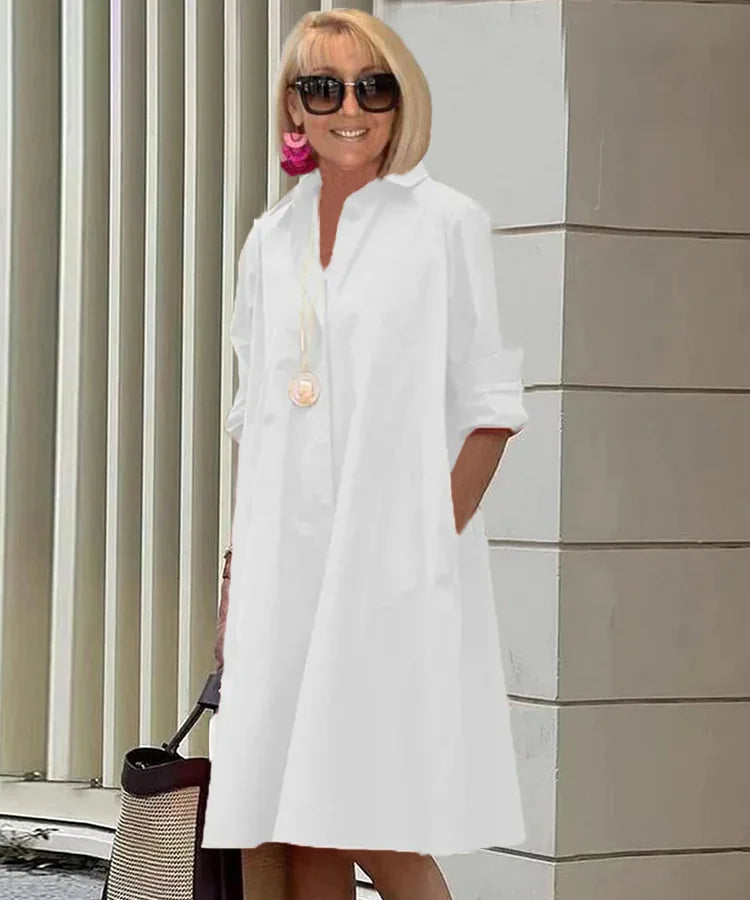 Bailey - Robe mi-longue à col chemise et tempérament printemps-été