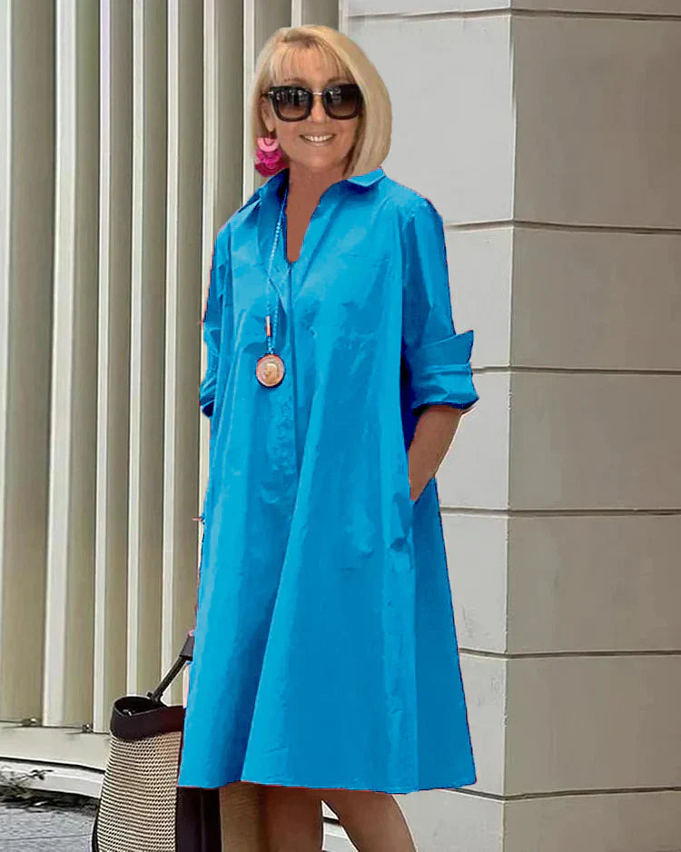 Bailey - Robe mi-longue à col chemise et tempérament printemps-été