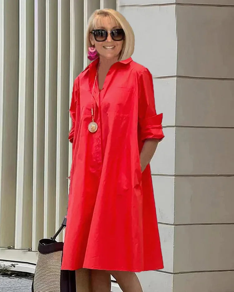 Bailey - Robe mi-longue à col chemise et tempérament printemps-été