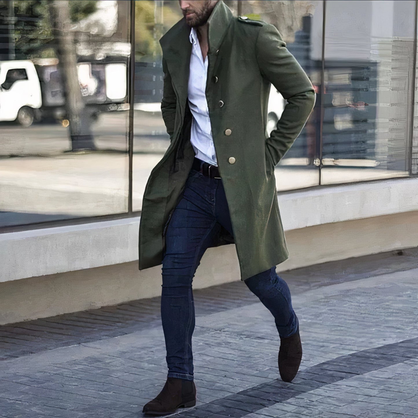 Trench-coat tendance pour homme - Manteau