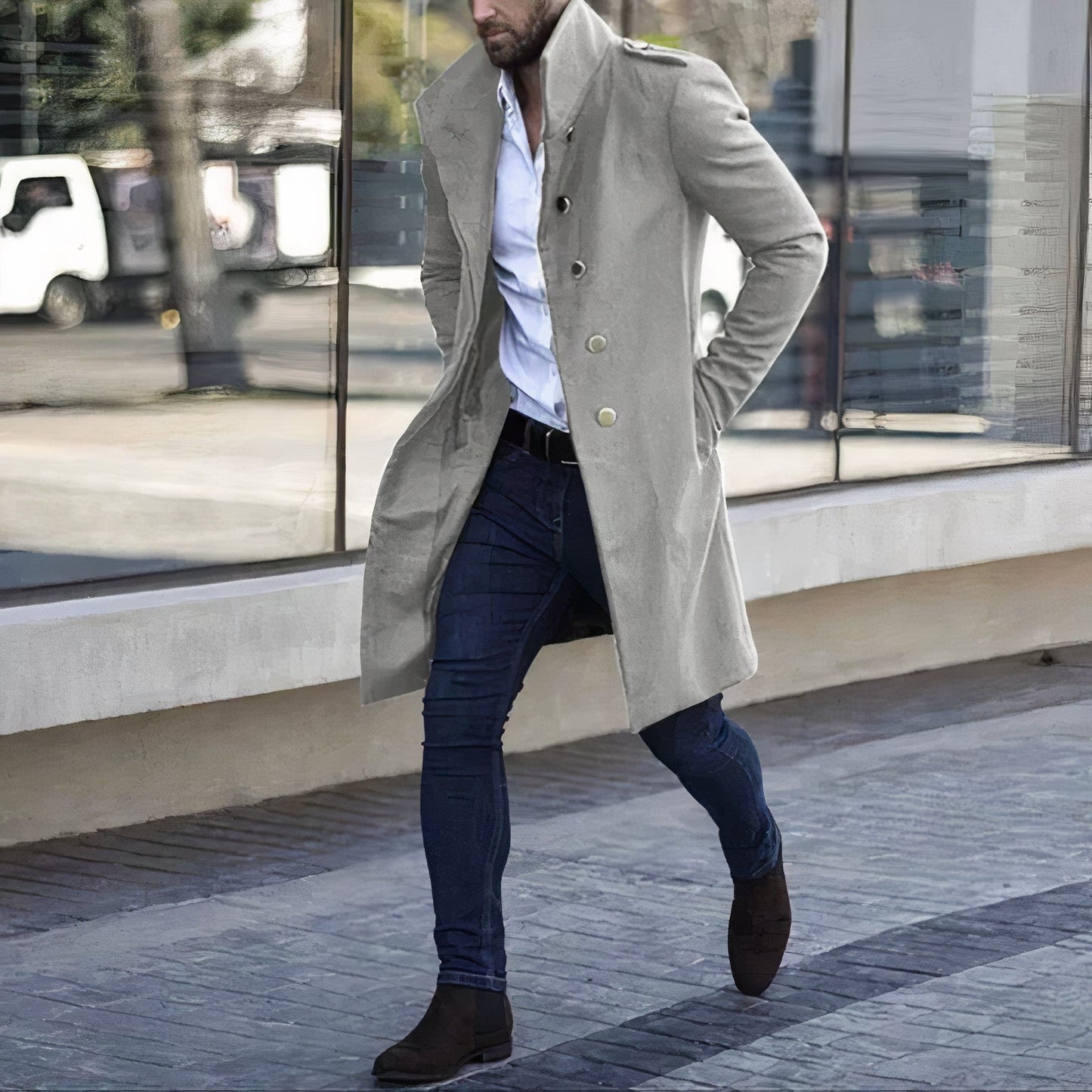 Trench-coat tendance pour homme - Manteau