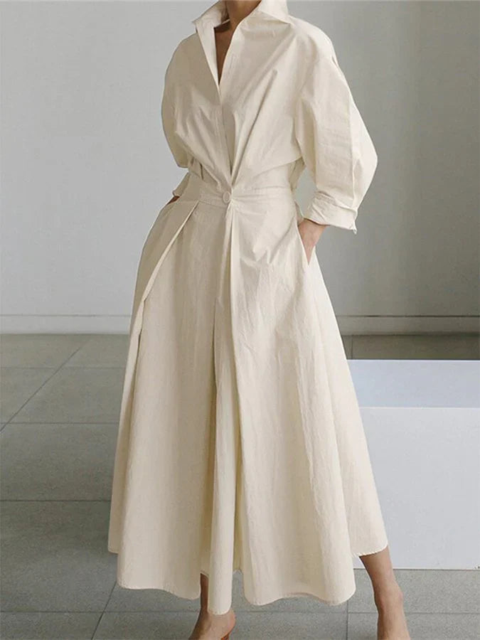 Maxi-robe - pour femmes avec boutons inversés et manches longues