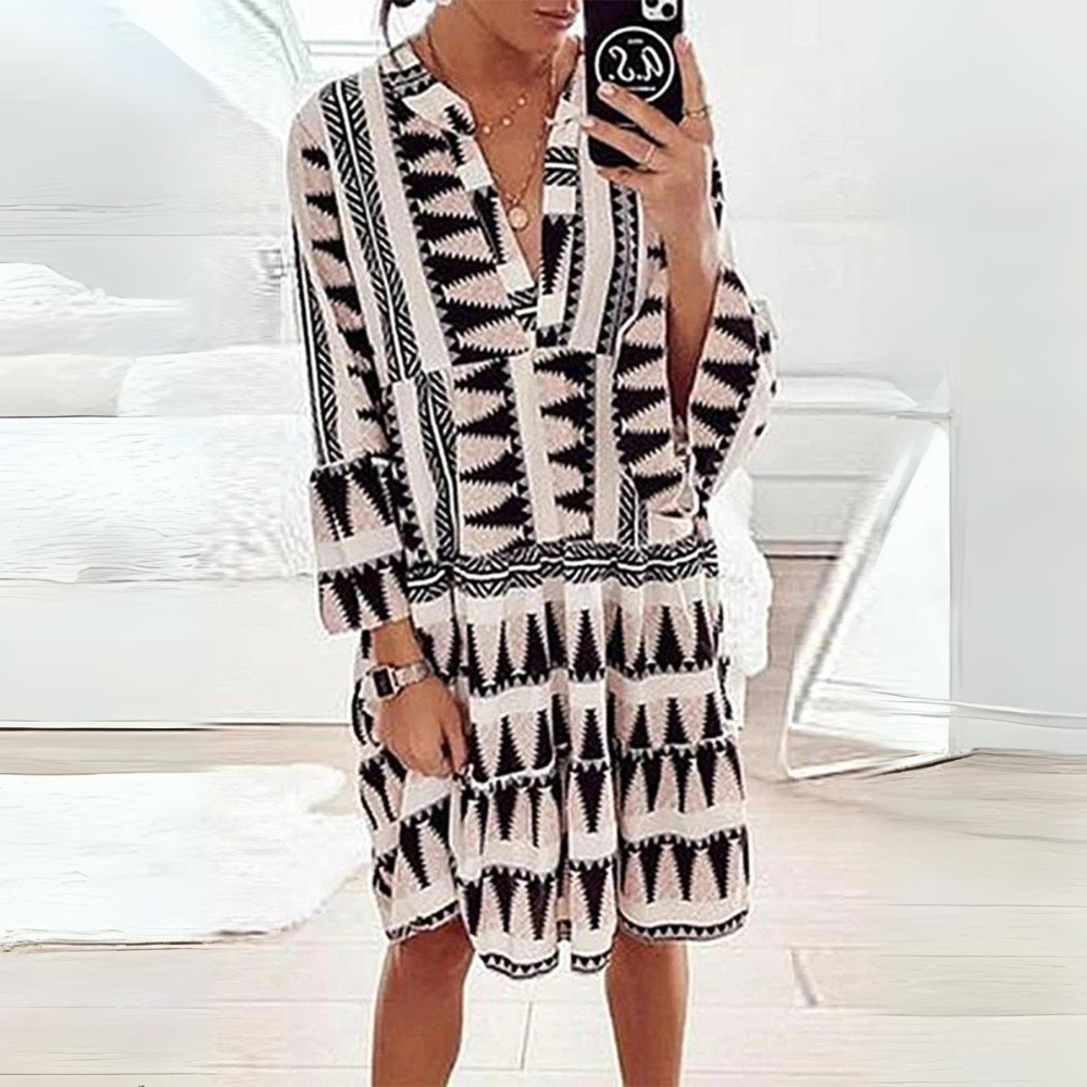 Meike - Robe à imprimé animalier avec manches bouffantes