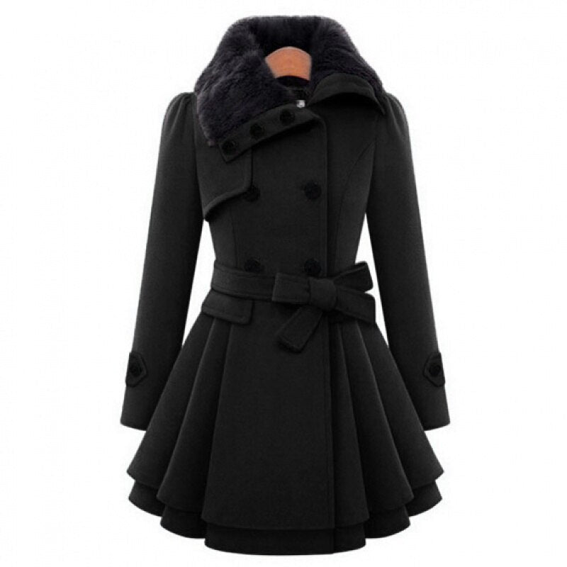 Yessica - manteau d'hiver plissé élégant