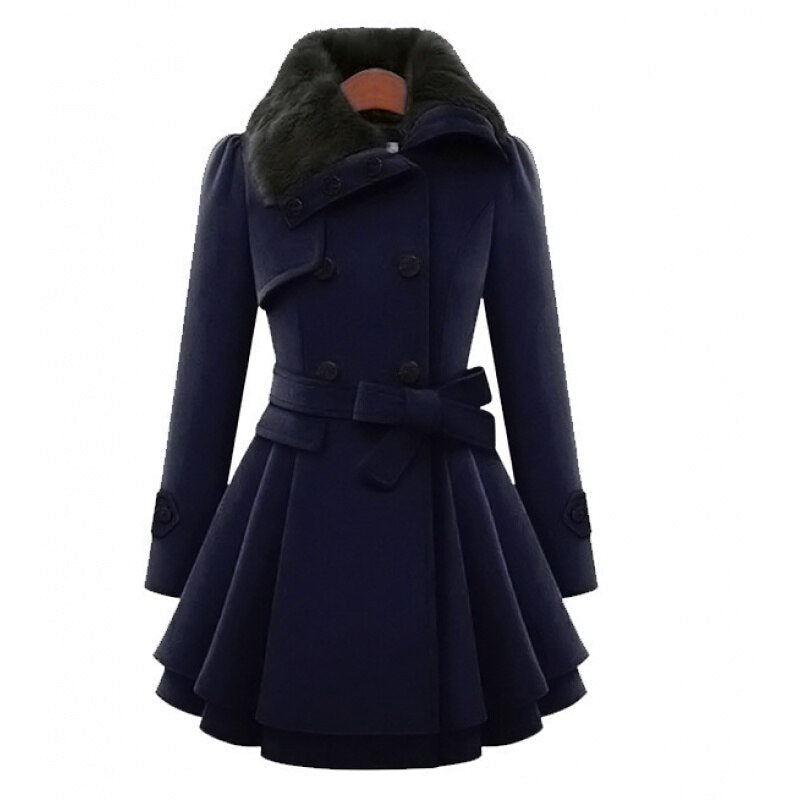 Yessica - manteau d'hiver plissé élégant