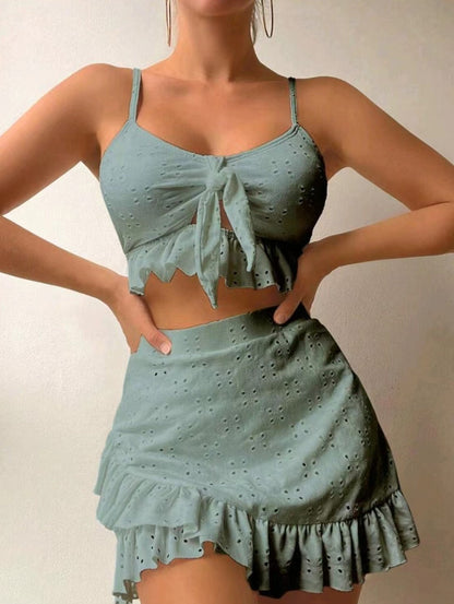 Lyra - Ensemble de Bain 3 Pièces Stylé avec Volants et Jupe pour Femmes