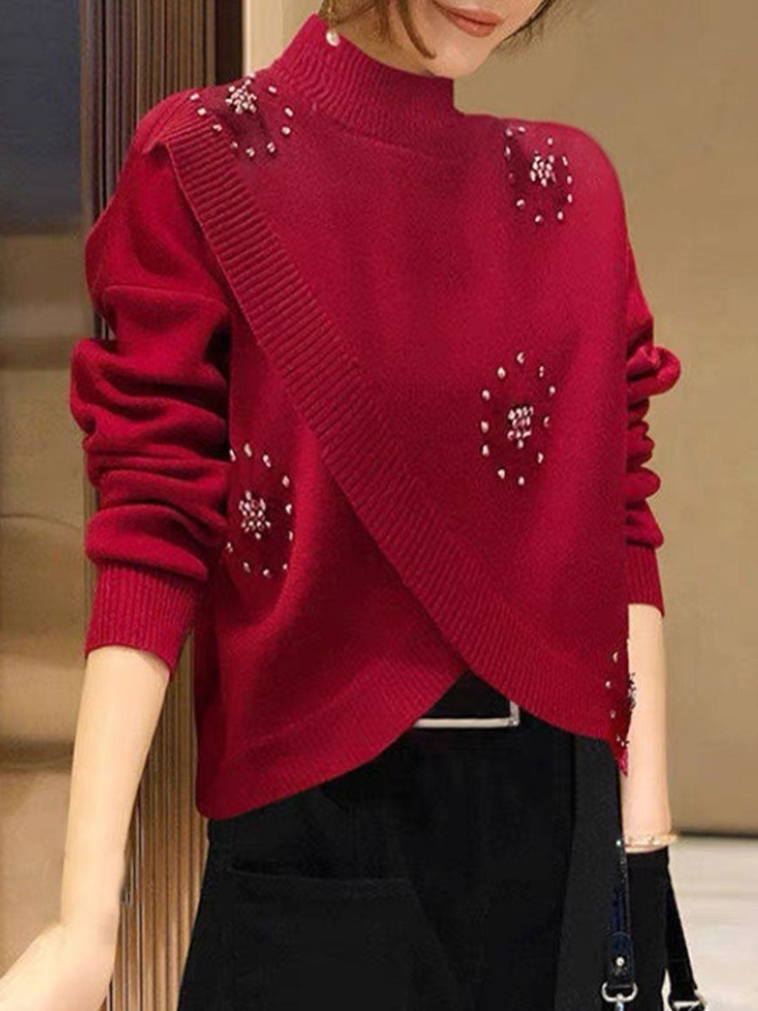 Frederina Sweater | Casual Studs Turtleneck Sweater