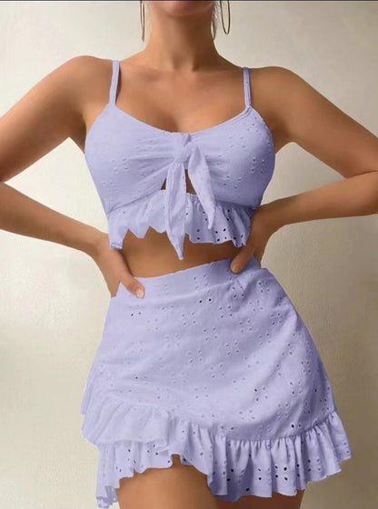 Lyra - Ensemble de Bain 3 Pièces Stylé avec Volants et Jupe pour Femmes