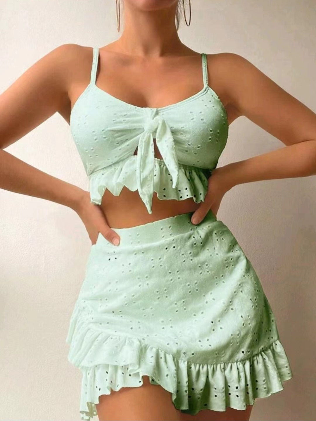 Lyra - Ensemble de Bain 3 Pièces Stylé avec Volants et Jupe pour Femmes