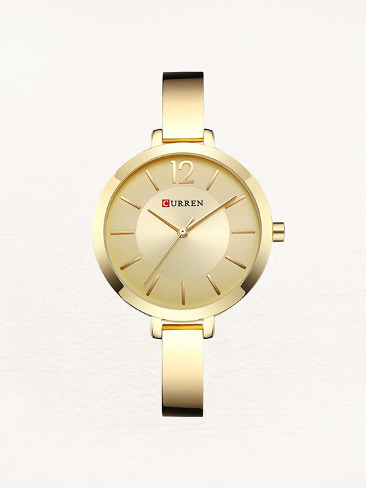 Carlin stainless steel women's designer watch with round gold case