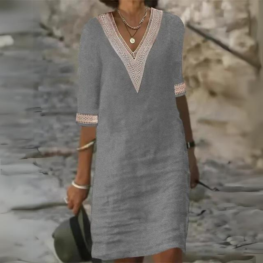 Sidonie - Robe Vintage ��l��gante avec d��collet�� en V