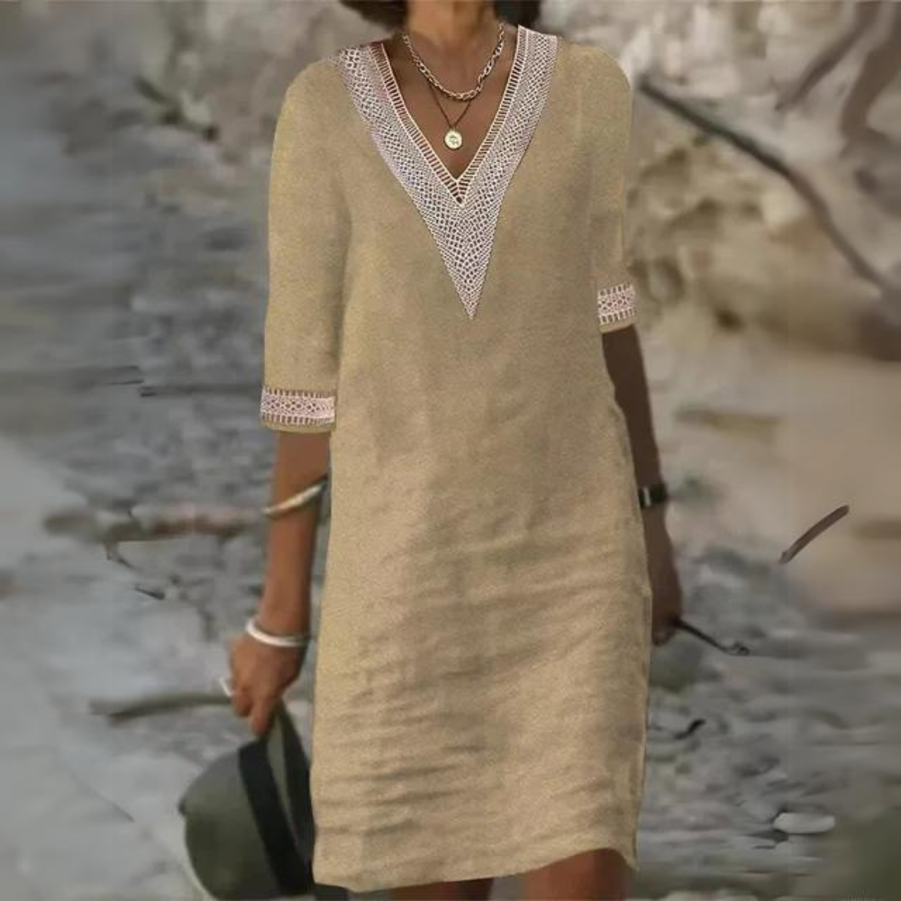 Sidonie - Robe Vintage ��l��gante avec d��collet�� en V