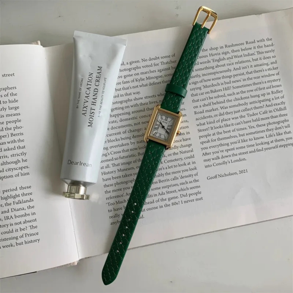 Serelise | Roman Rectangular Leather Watch