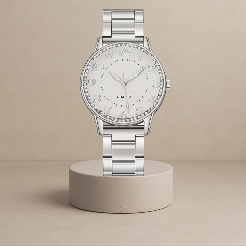 Eva | Women's quartz watch with round case and cubic zirconia