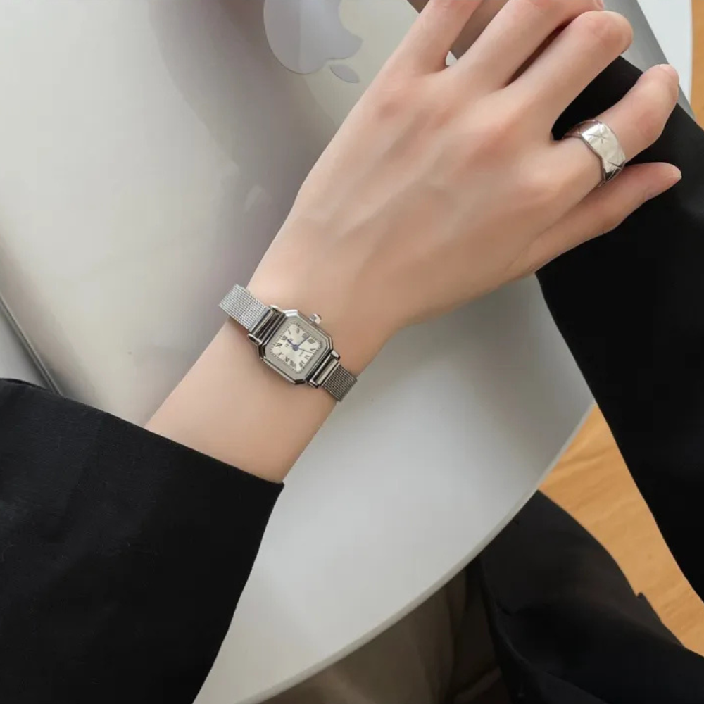 Zalene | Small Square Retro  Steel Watch