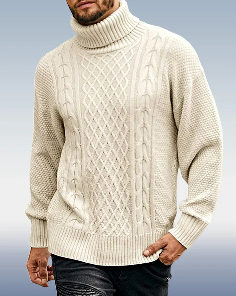 Col roulé homme - Pull à manches longues en tricot en 3 couleurs