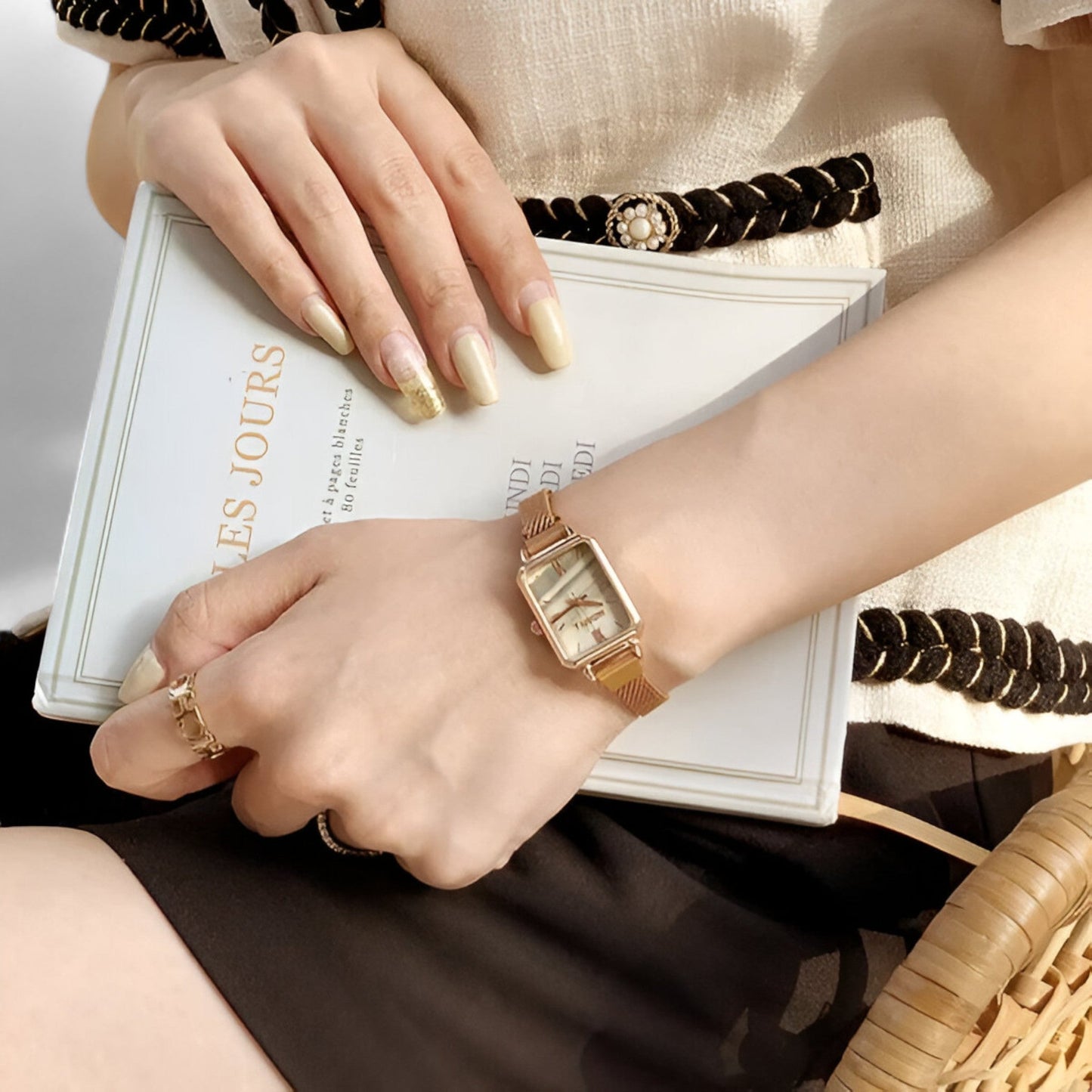 Sophia - Elegant square watch with magnetic bracelet for an effortlessly stylish look