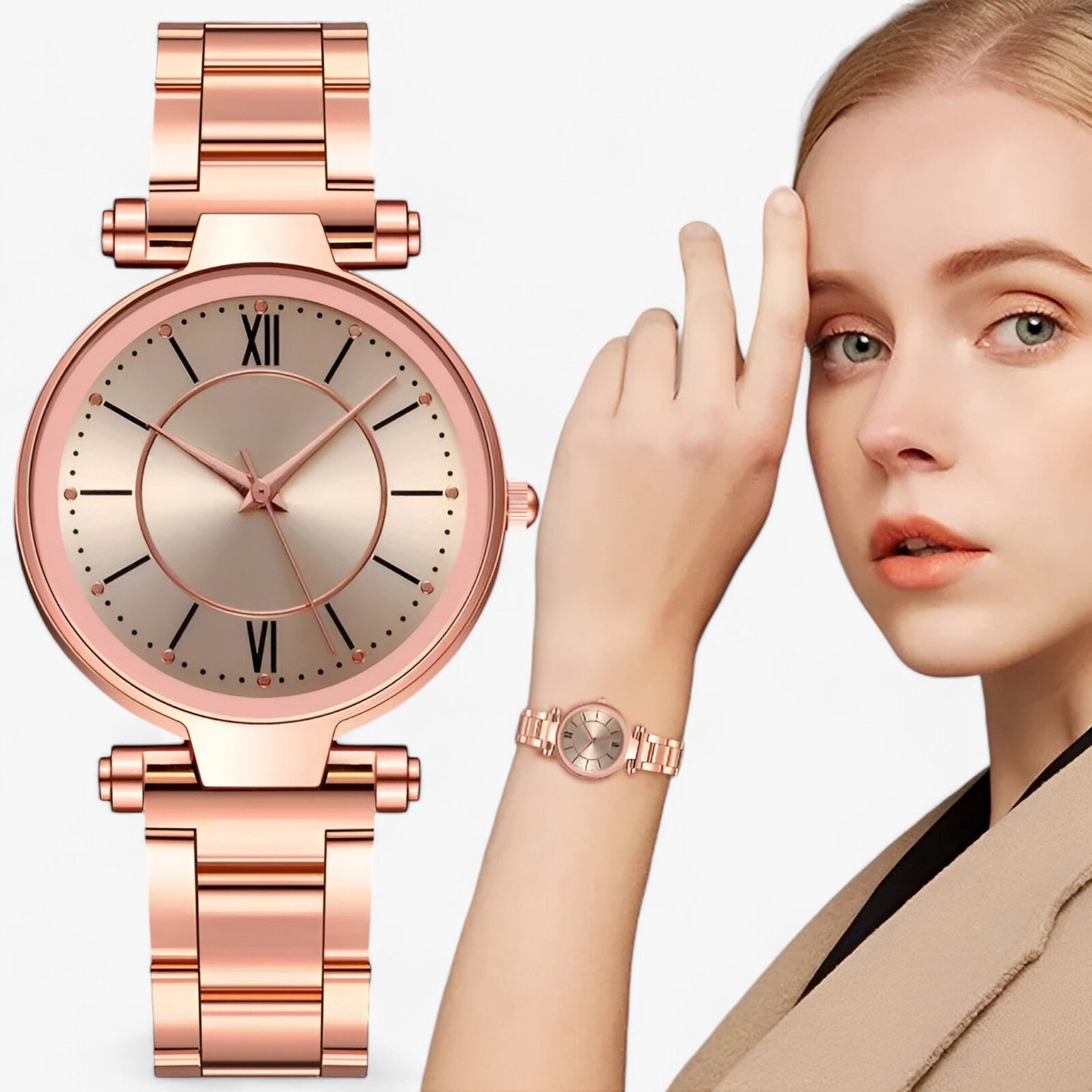 Premium stainless steel round watch