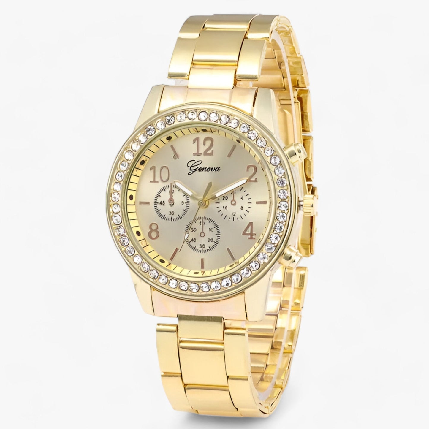 Round clock with rhinestones