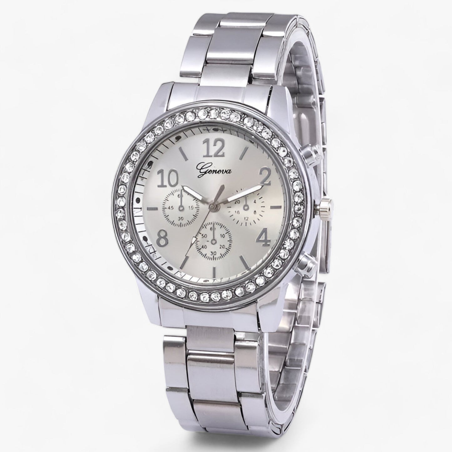 Round clock with rhinestones